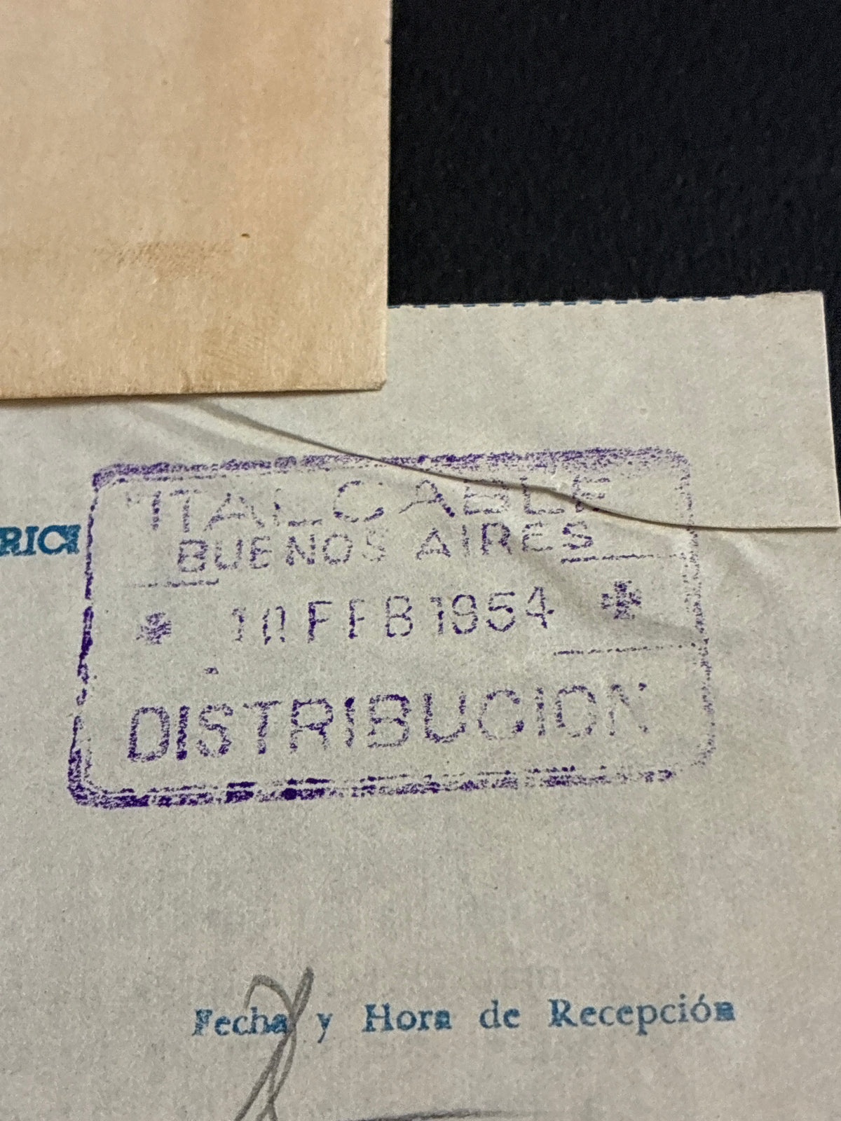 Telegramma Transatlantico Italcable (1954) Roma - Buenos Aires completo di busta originale.
