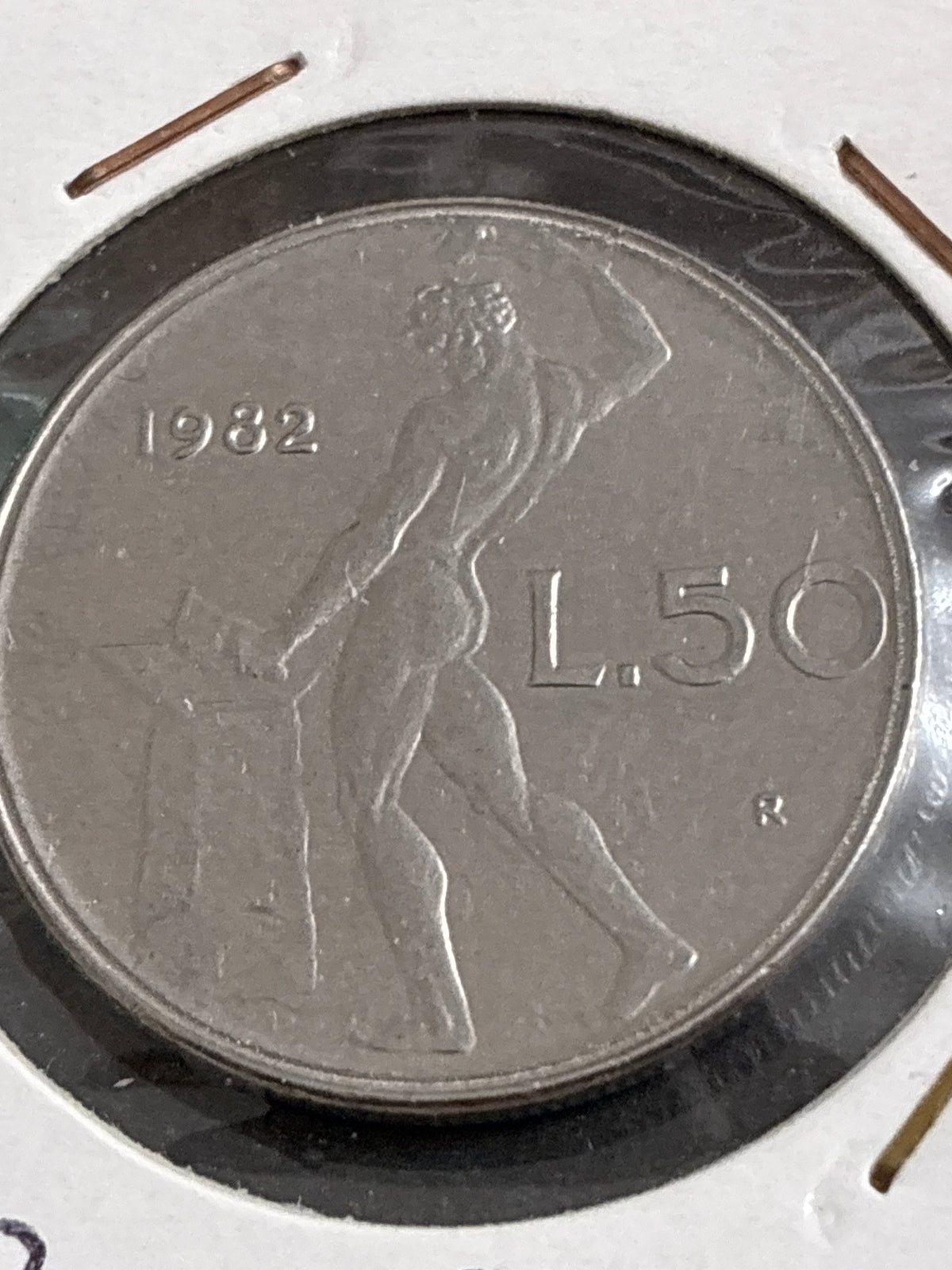 50 Lire 1982 Vulcano Repubblica Italiana - Errore di conio Doppio Bordo Dritto e Rovescio