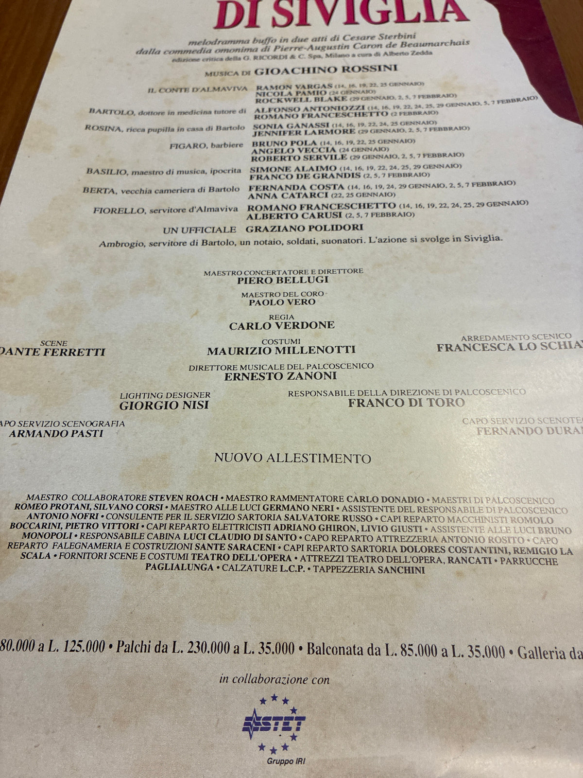 Manifesto Inaugurazione "Il Barbiere di Siviglia" – Teatro dell'Opera di Roma 1992