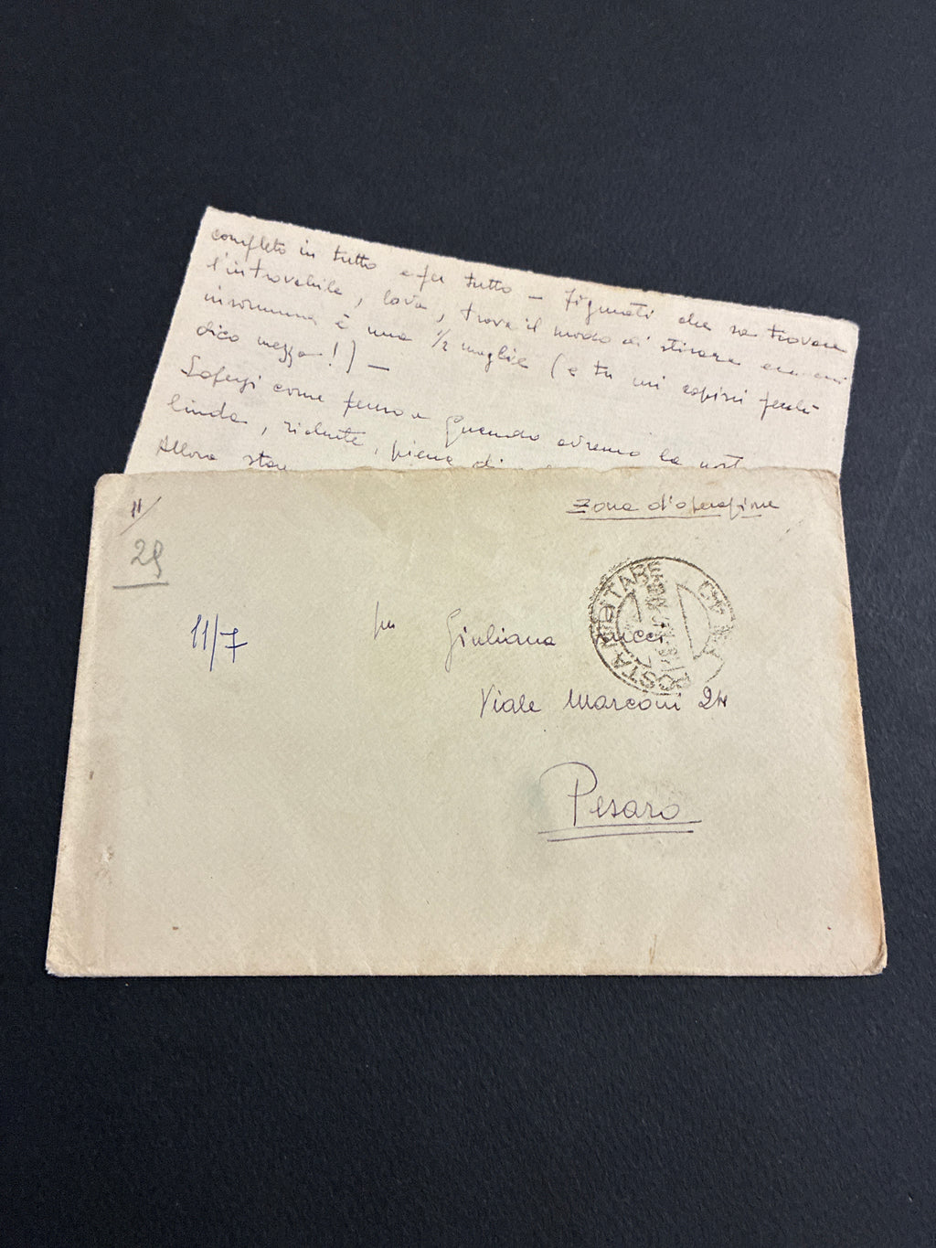 1942, Posta Militare 40: Giorno della Presa di Alessandria d'Egitto, Busta Spedita dalla Divisione "Cacciatori delle Alpi" nei Balcani per Pesaro