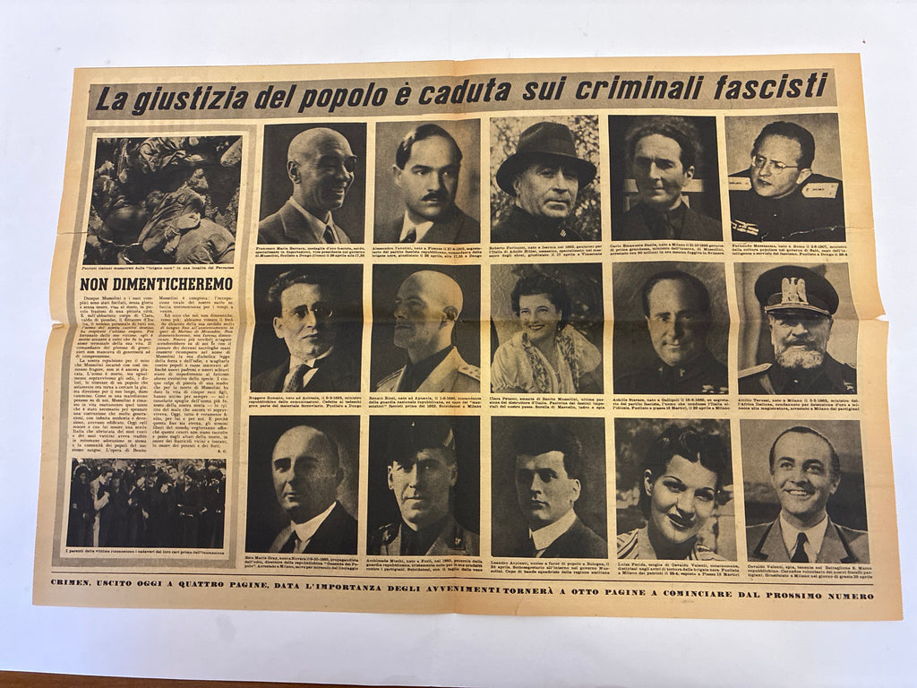 Rarissimo Numero Speciale Rivista Crimen 4 Maggio 1945 {Morte Mussolini - Con Taglio Lineare Descritto}