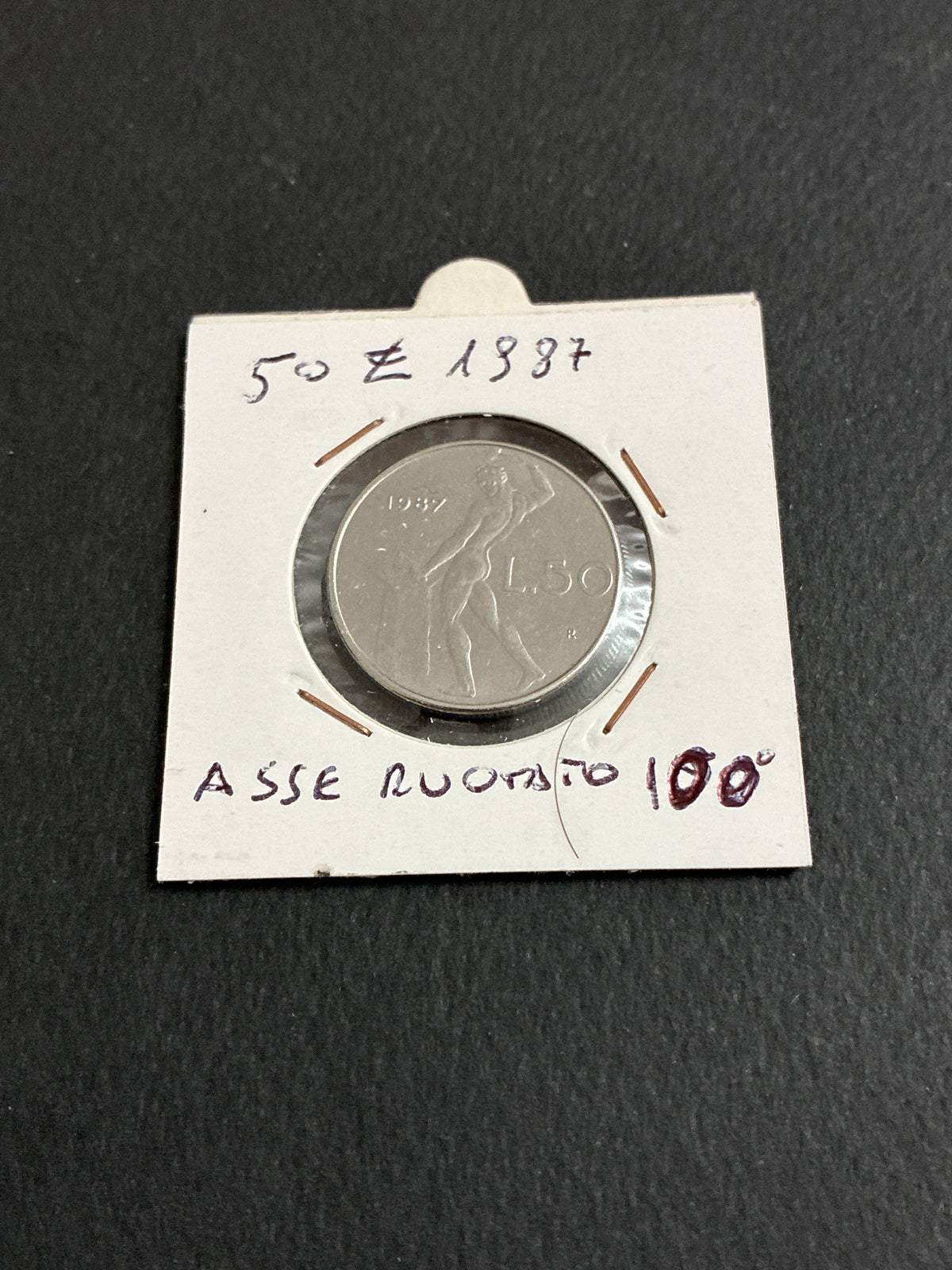 50 Lire 1987 Vulcano Repubblica Italiana - Errore di conio Asse Ruotato di 100°