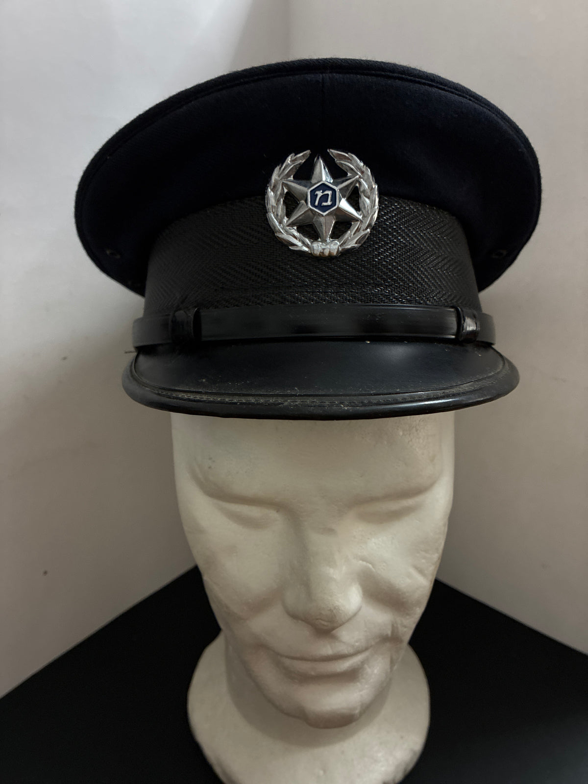 Cappello Visiera Polizia Israeliana Vintage Ufficiale משטרת ישראל Nero