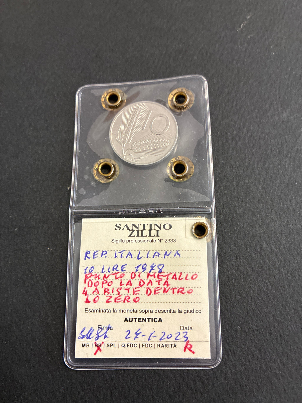 Moneta 10 Lire 1978 BB con errore di conio periziata Zilli