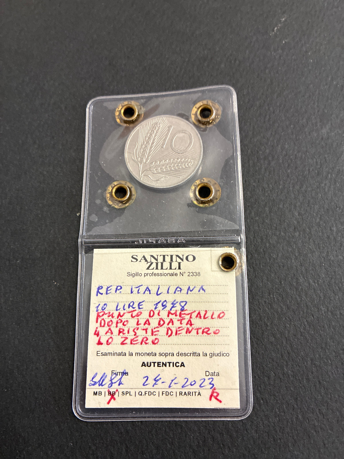 Moneta 10 Lire 1978 BB con errore di conio periziata Zilli