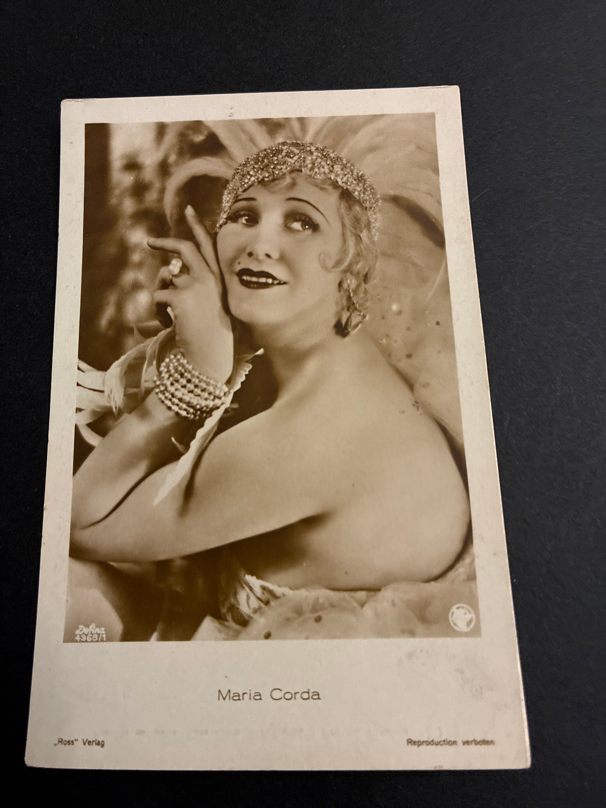Rara Cartolina Vintage Maria Corda - Cinema Muto - Edizioni Ross Verlag n. 4368/1 / Ballerini & Fratini Firenze (1929-1930)