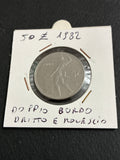 50 Lire 1982 Vulcano Repubblica Italiana - Errore di conio Doppio Bordo Dritto e Rovescio