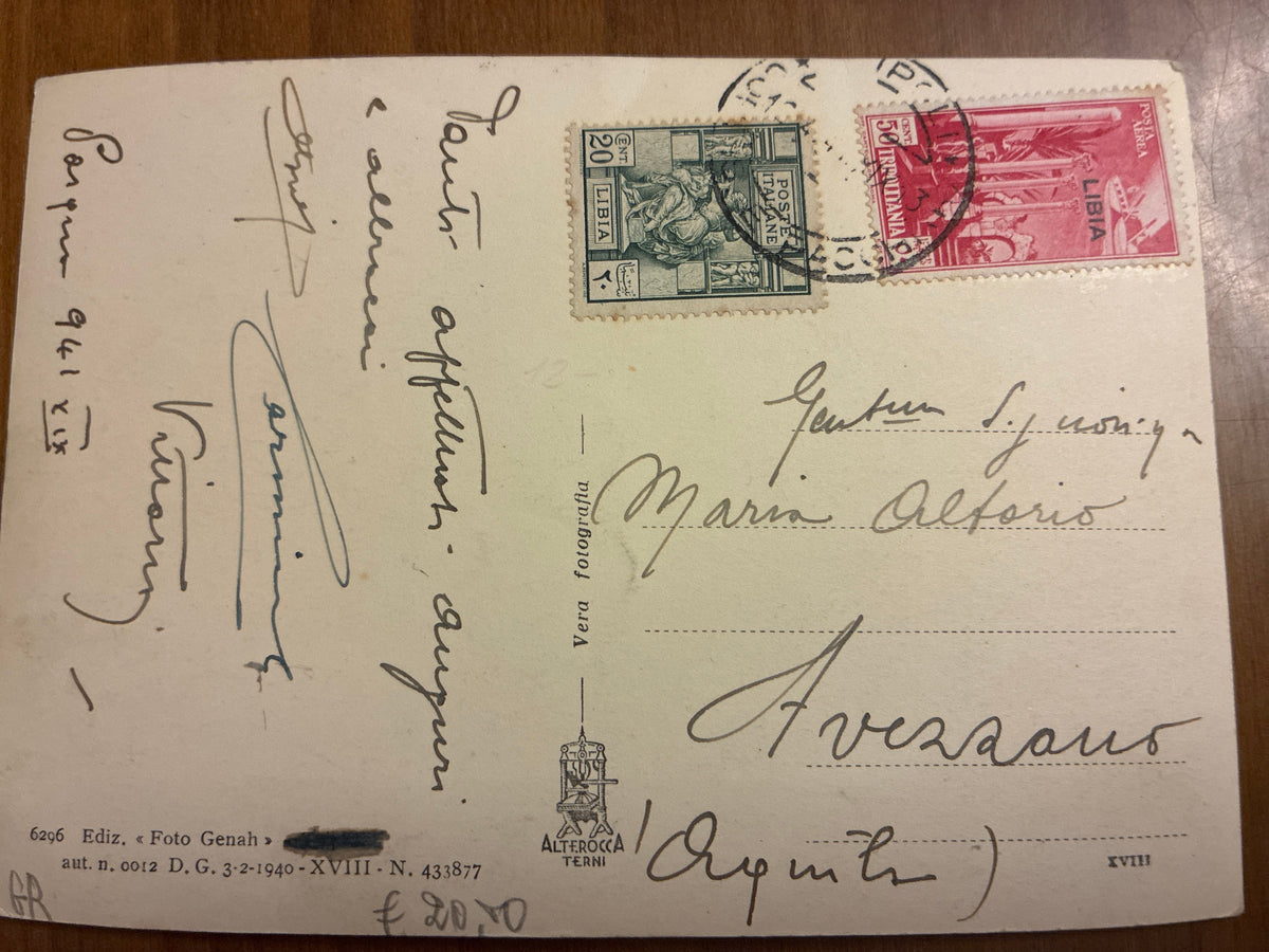 Cartolina Libia 1941 - Tripoli Giardini Pubblici - Edizioni Foto Genah - Viaggiata per Avezzano