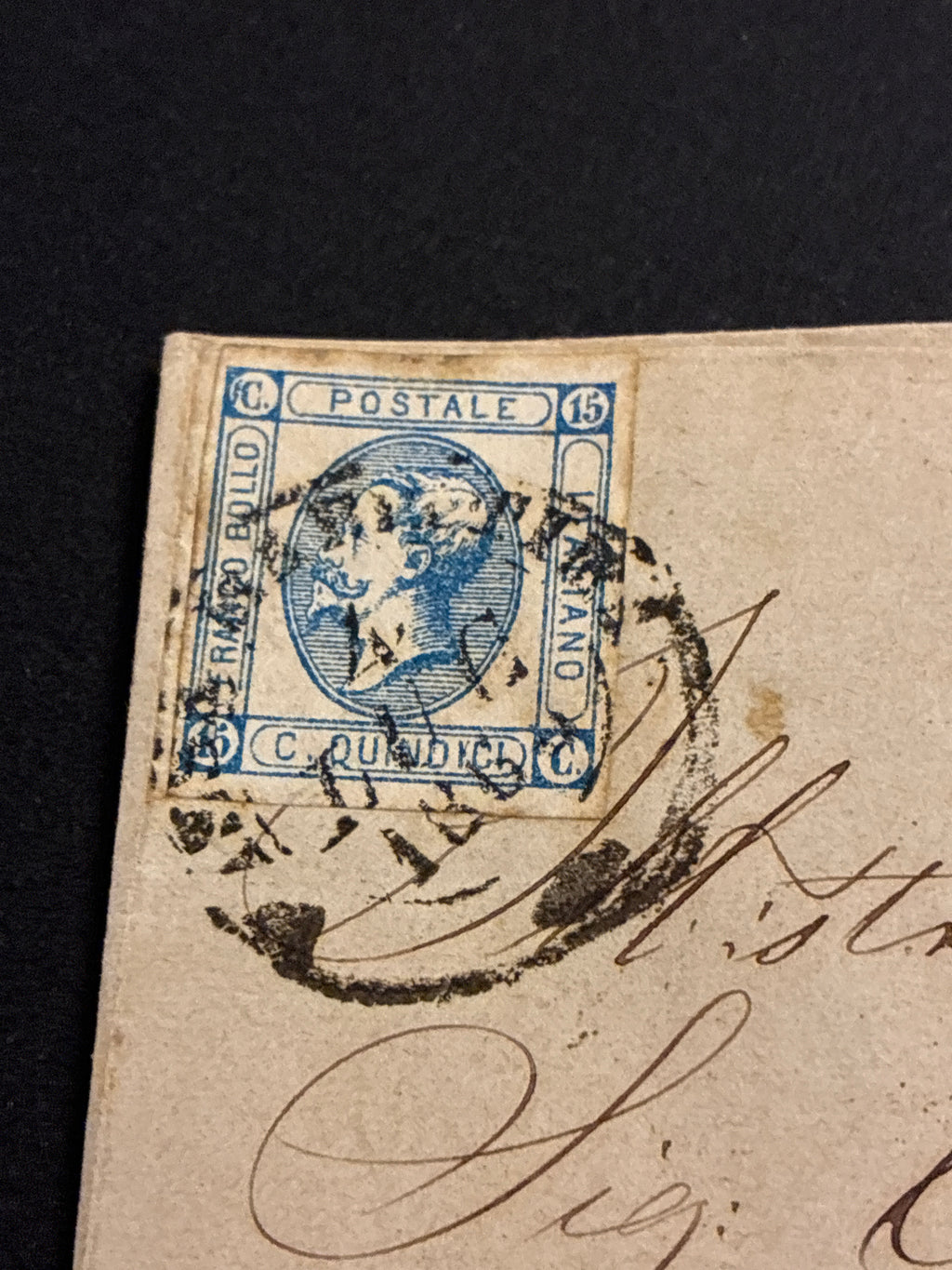 Lettera del Regno d'Italia (1863) con 15 c. del secondo tipo ex coll. Curzio Batini, da Massa Marittima a Firenze con transito Ambulante