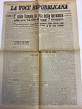 Rarissimo Quotidiano La Voce Repubblicana 8 Maggio 1945 {V-E Day Resa Della Germania E Messaggio Toscanini}