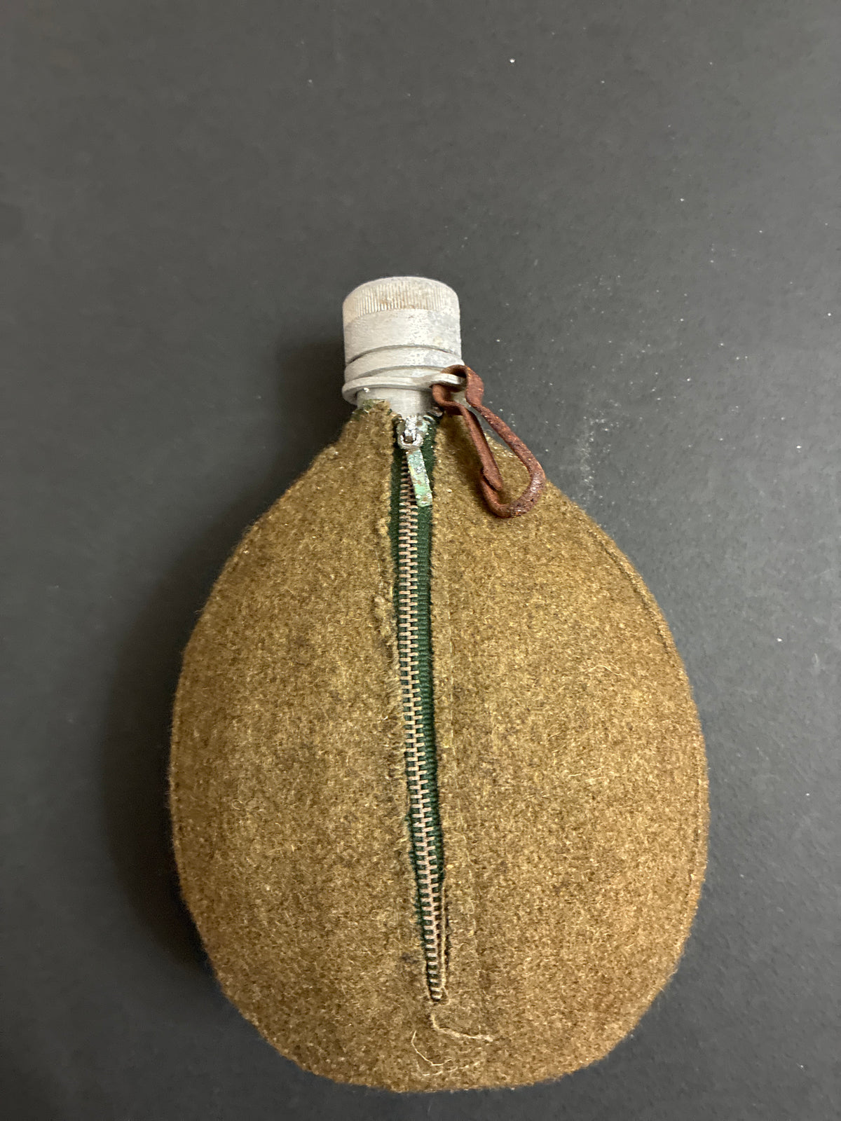 Borraccia Militare Vintage Alluminio Termofodera Panno Feltro Verde Oliva