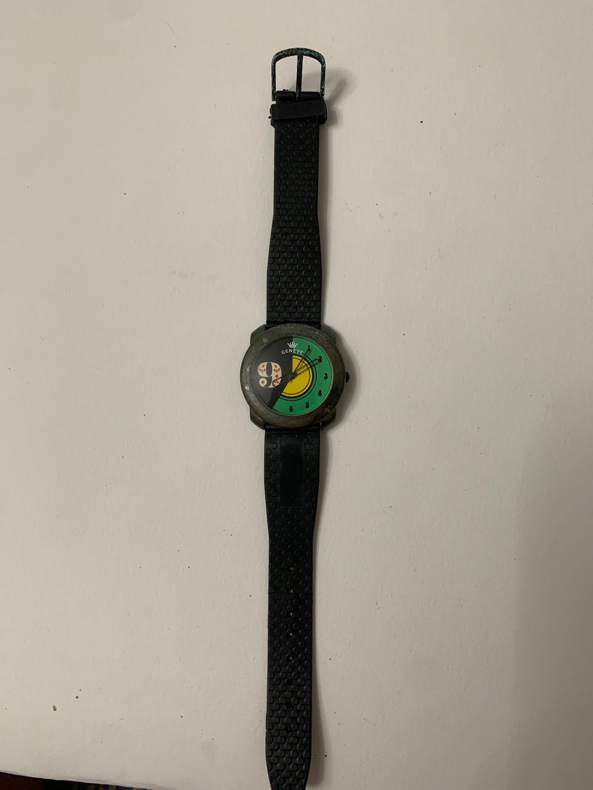 Orologio Vintage Geneve Quarzo Quadrante Grafico Pop Art Carte da Gioco