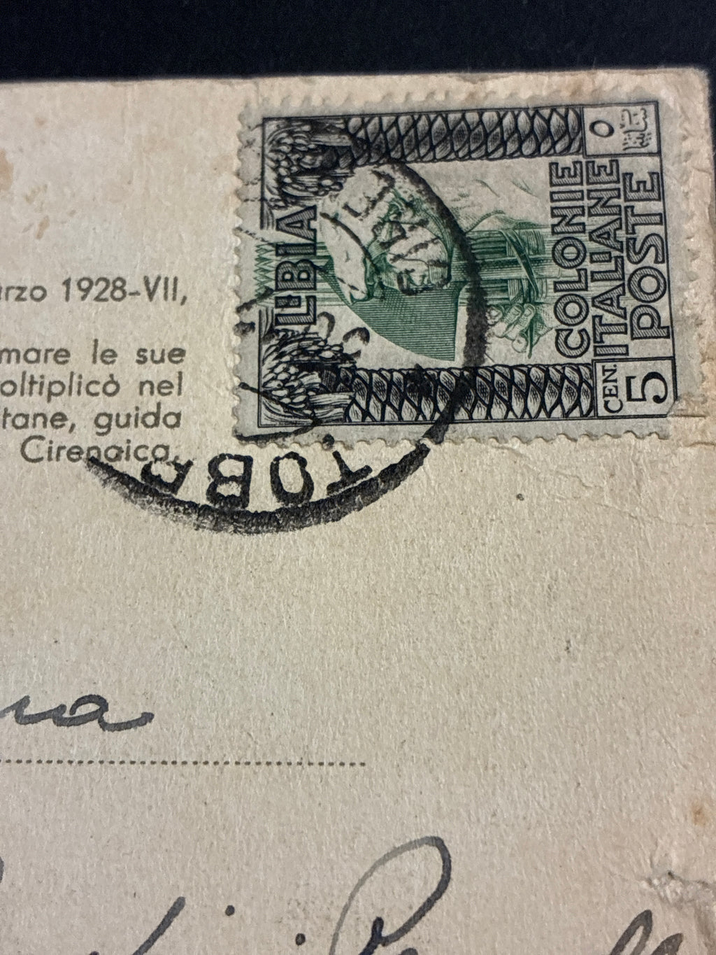 Cartolina Coloniale Militare "50 Arma Aeronautica" con Bollo di Tobruk - Spedita da El Adem nel 1935