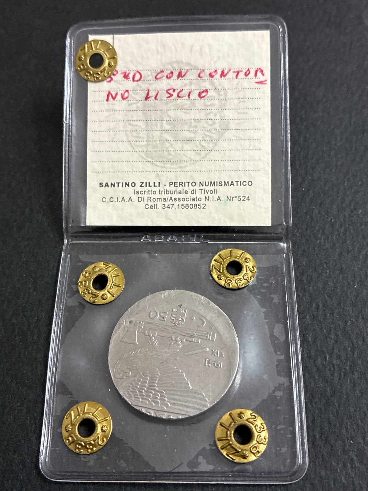 50 Centesimi 1941 XIX Impero Vittorio Emanuele III - Errore di conio Fortemente Decentrata con Contorno Liscio Periziata Santino Zilli R3
