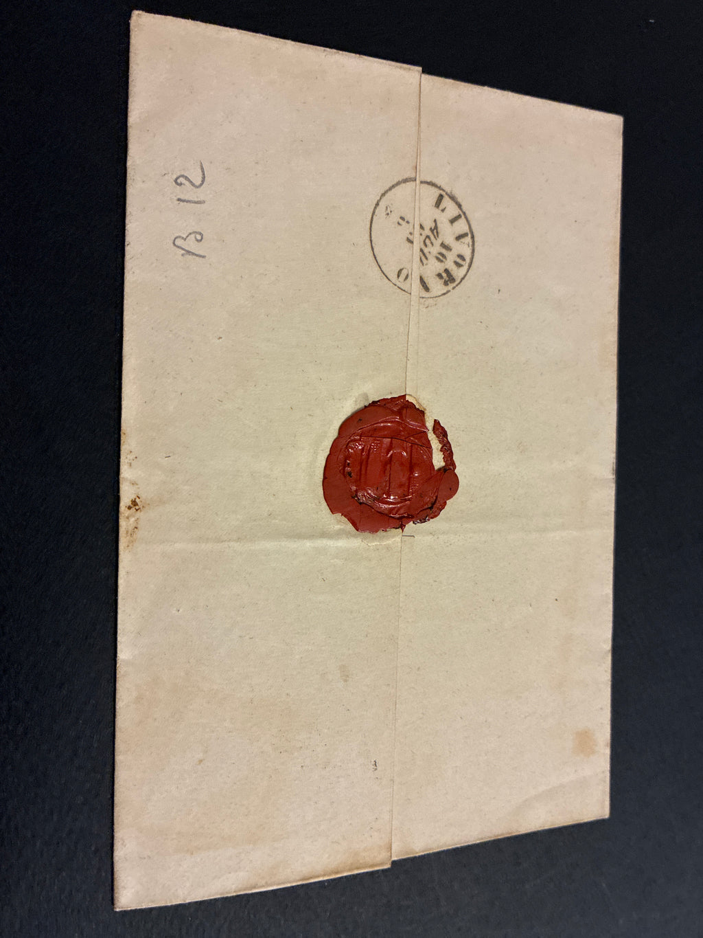 Lettera del Regno d'Italia (1863) con 15 c. del secondo tipo ex coll. Curzio Batini, da Firenze a Livorno con sigillo e timbro di arrivo mattutino