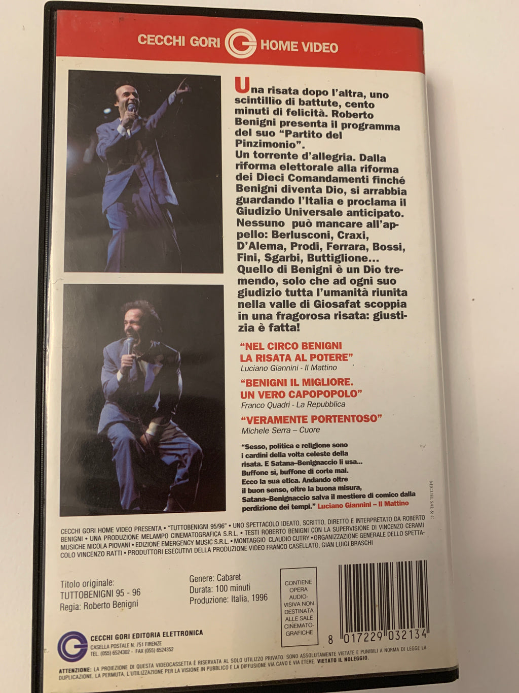 VHS "Tuttobenigni 95/96" – Roberto Benigni (Cecchi Gori Home Video)