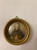 Miniatura Ritratto di Gentiluomo del '700 Firma Weber in Cornice Tonda Dorata