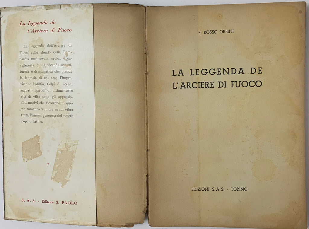 Libro "La leggenda de l'Arciere di Fuoco" - B. Rosso Orsini (1951, Edizioni Paoline)
