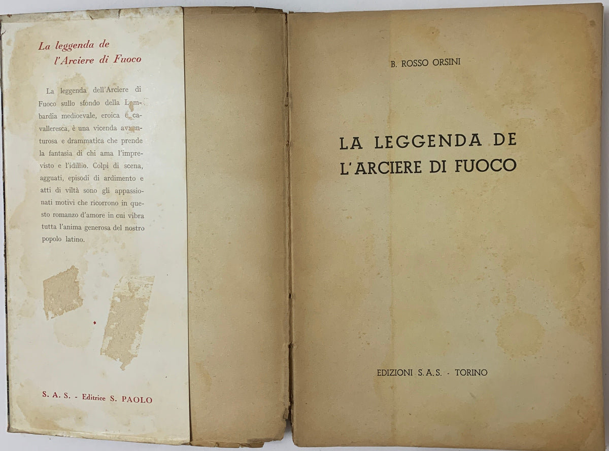 Libro "La leggenda de l'Arciere di Fuoco" - B. Rosso Orsini (1951, Edizioni Paoline)