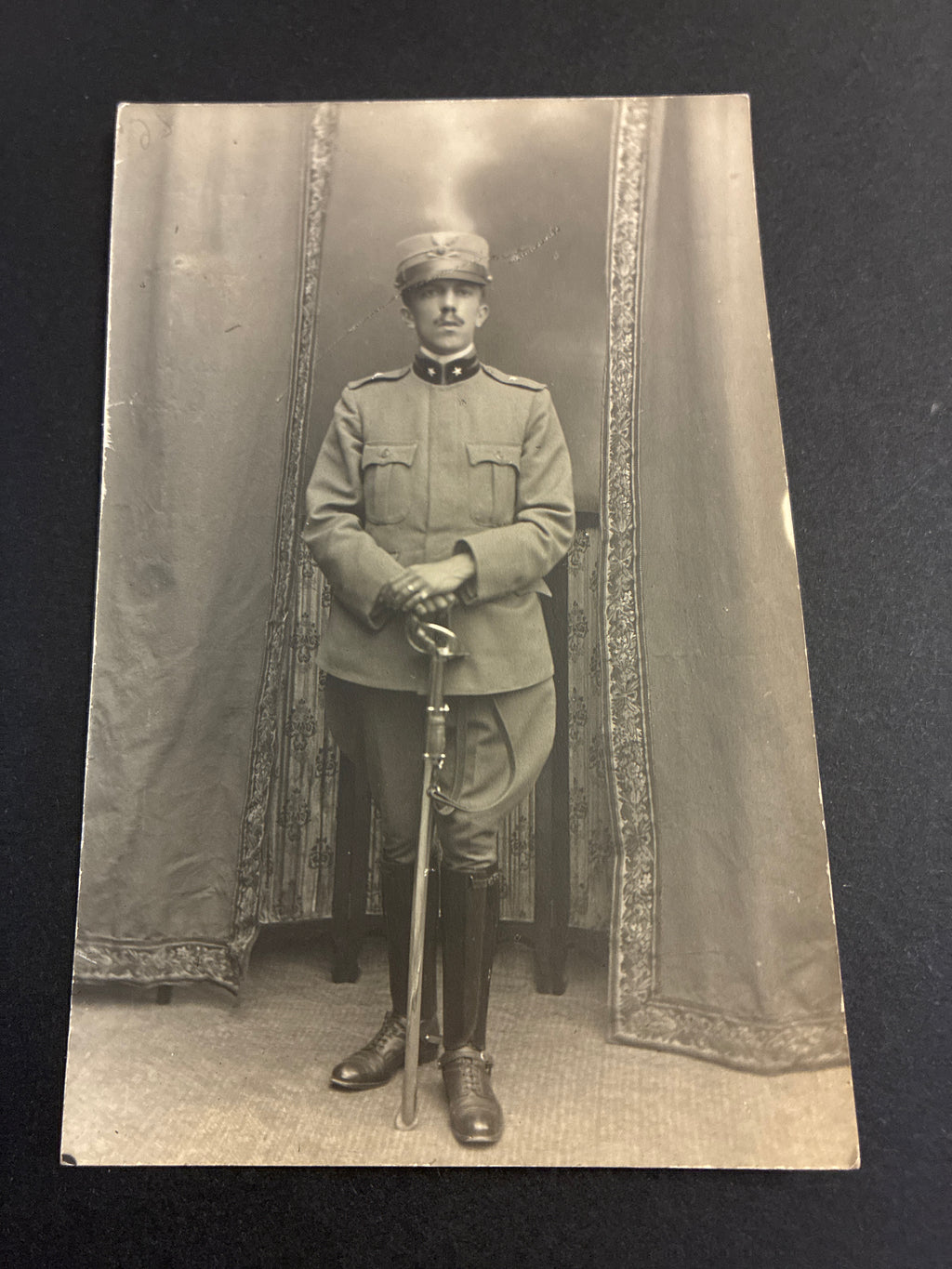 Foto Cartolina WW1 Carlo Dabalà Ufficiale Regio Esercito Carta Tensi Militaria Rara