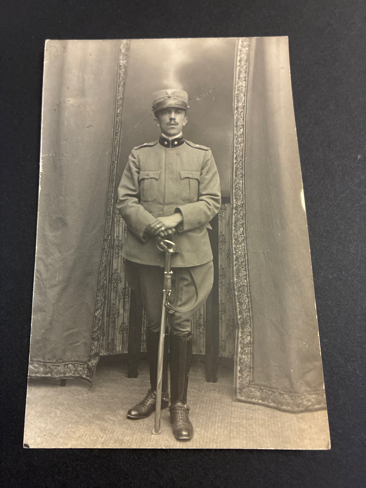 Foto Cartolina WW1 Carlo Dabalà Ufficiale Regio Esercito Carta Tensi Militaria Rara