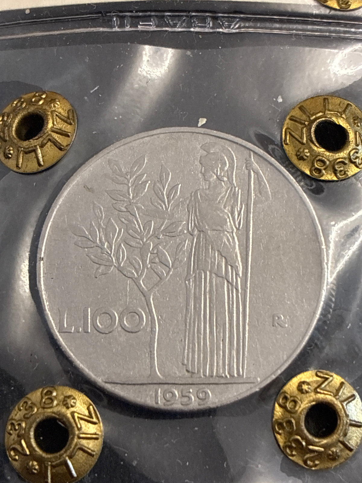 100 Lire 1959 Minerva Rara con Errore Asse Ruotato 345° Periziata