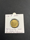 20 Lire 1980 Repubblica Italiana Ramo di Quercia variante con errore di conio eccedenza di metallo e mezzaluna sotto il collo al dritto