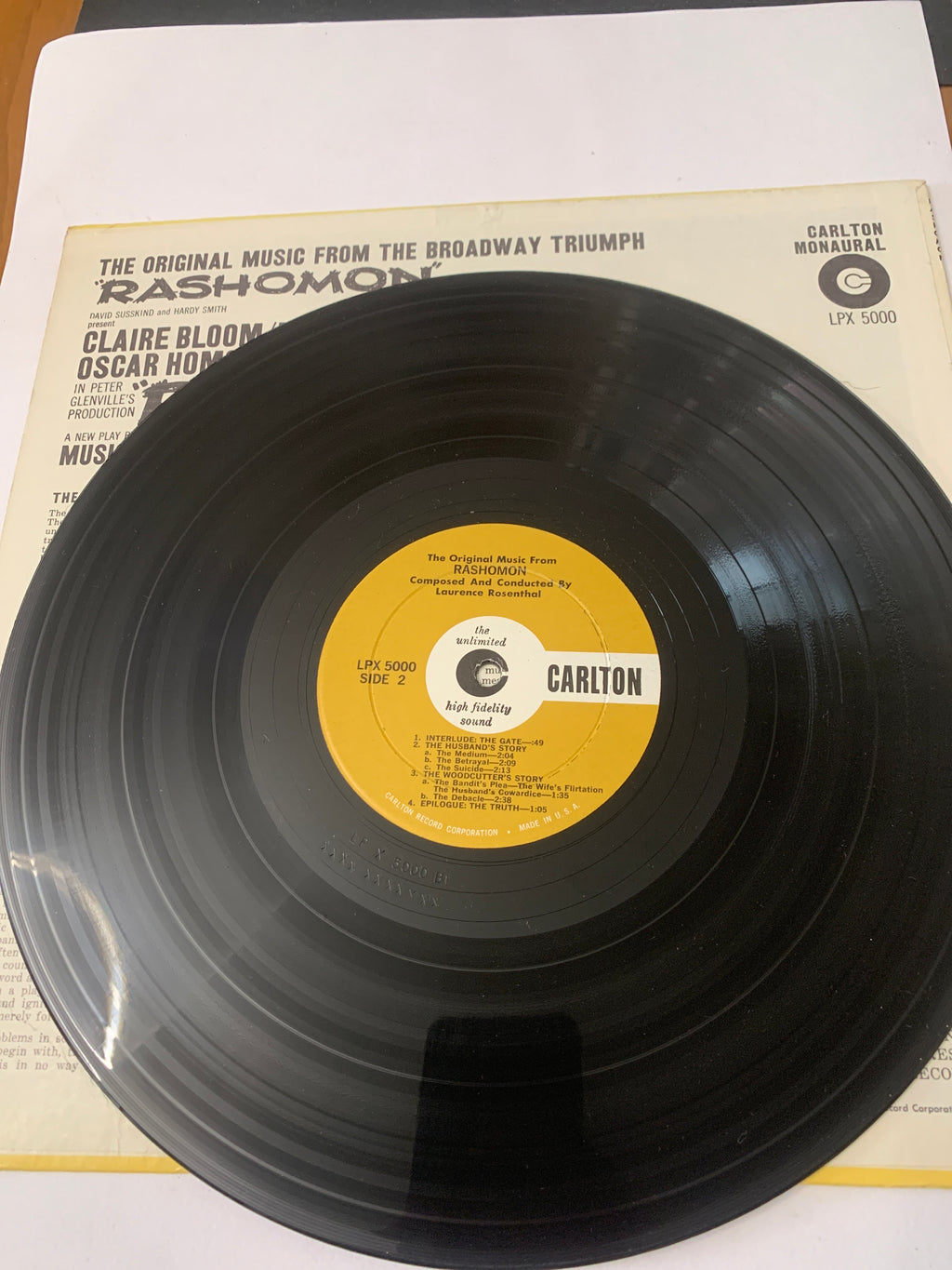 Laurence Rosenthal – Rashomon (The Original Music From The Broadway Triumph) LP Vinyl Carlton LPX 5000 (1959)