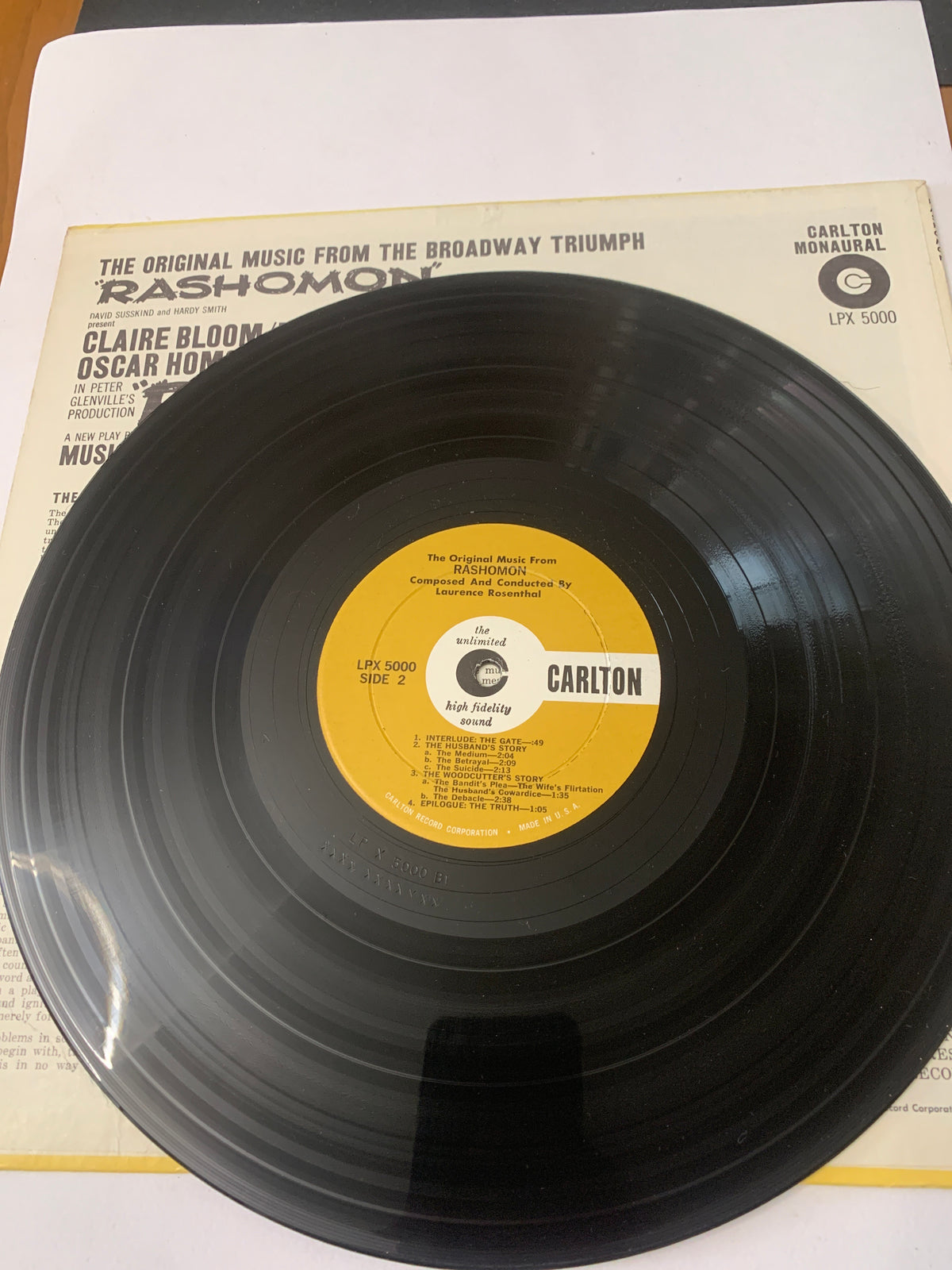 Laurence Rosenthal – Rashomon (The Original Music From The Broadway Triumph) LP Vinyl Carlton LPX 5000 (1959)