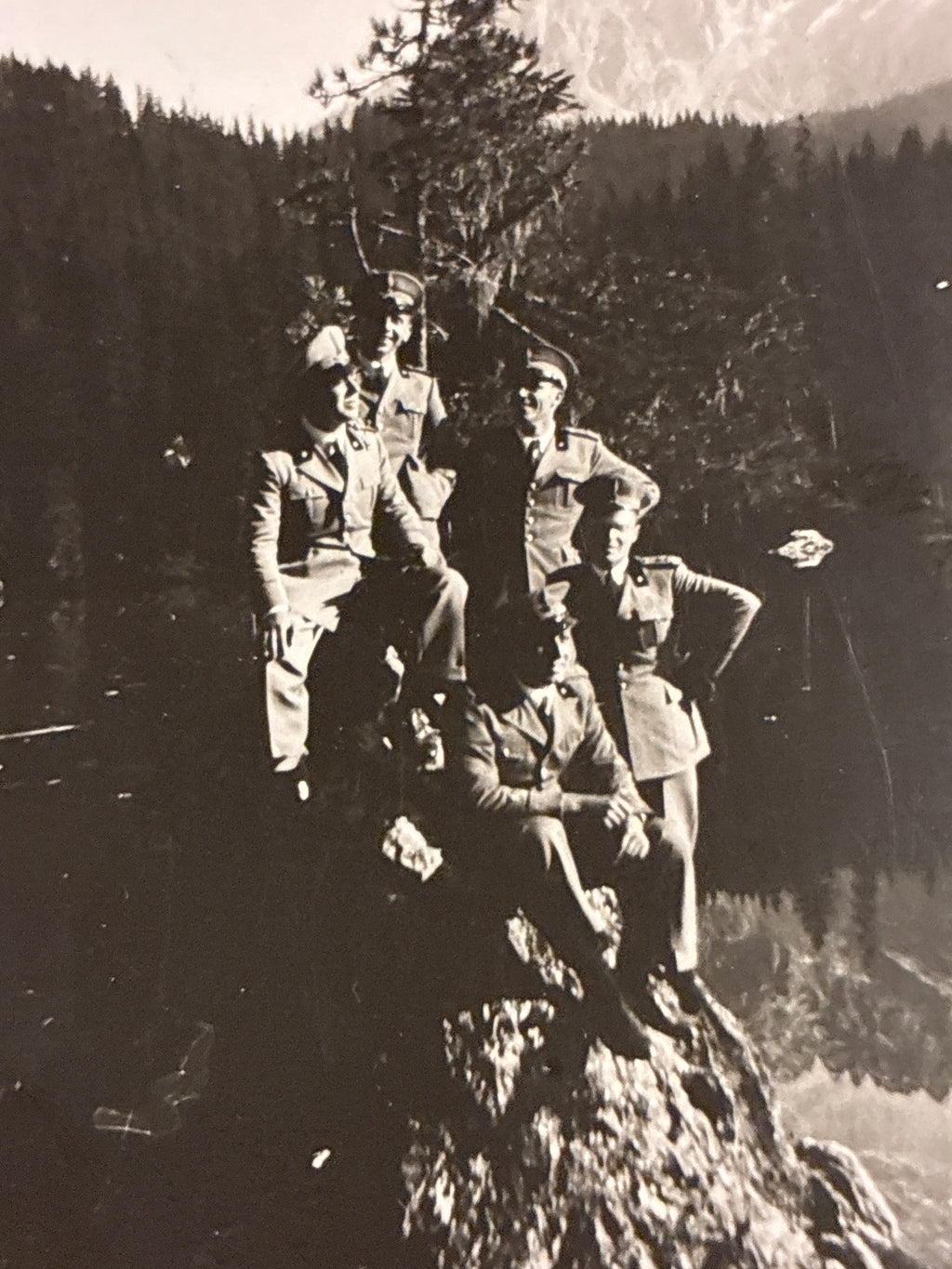 FOTO MILITARE 1937 LAGO DI CAREZZA DOLOMITI UFFICIALI GUARDIA DI FINANZA CON CARLO DABALÀ