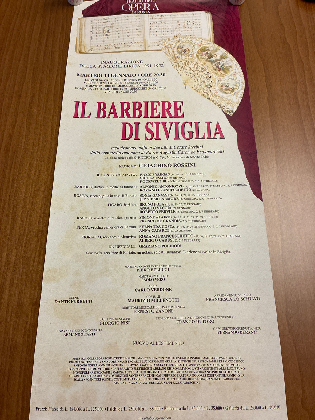 Manifesto Inaugurazione "Il Barbiere di Siviglia" – Teatro dell'Opera di Roma 1992