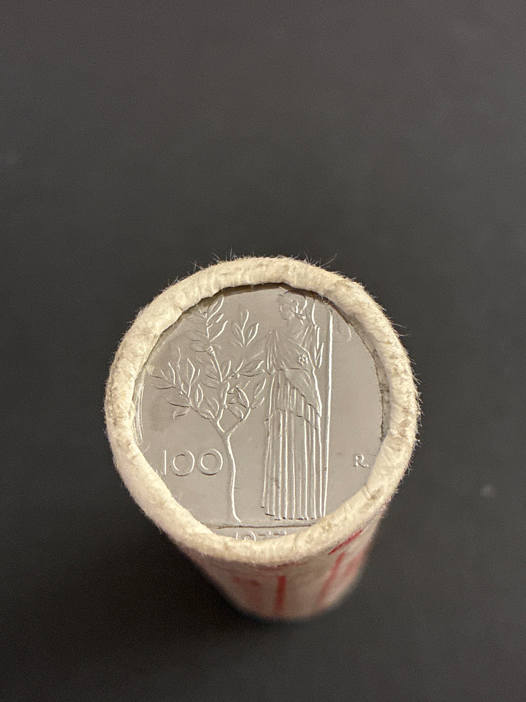 100 Lire Minerva 1977 Rotolino Originale Zecca Sigillato Fior di Conio 50 Pezzi