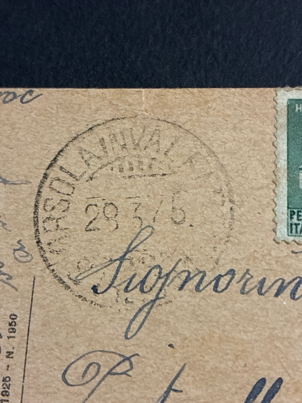 Tarda Repubblica Sociale Italiana cartolina illustrata Brunico viaggiata da Bolzano il 29 marzo 1945 affrancata con Monumenti Distrutti RSI 25 e 30 centesimi
