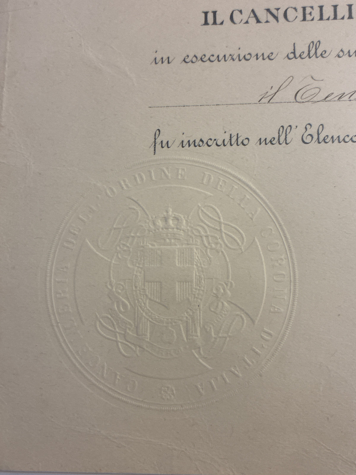 Raro Decreto 1932 Ufficiale Corona d'Italia - Firma Autografa Ammiraglio Revel e Timbro a Secco - Incorniciato Umberto Lugli