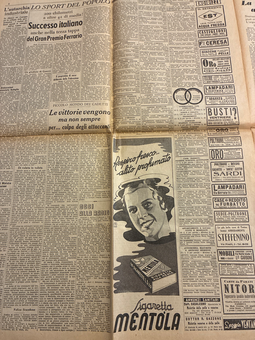 Quotidiano Storico Gazzetta del Popolo 28 Settembre 1938 Crisi di Monaco Fascismo Hitler