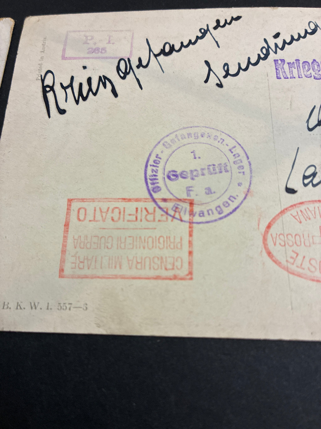 Lotto 6 cartoline Prima Guerra Mondiale prigioniero di guerra Capitano Cesare Torino campo Ellwangen (Germania) 1918