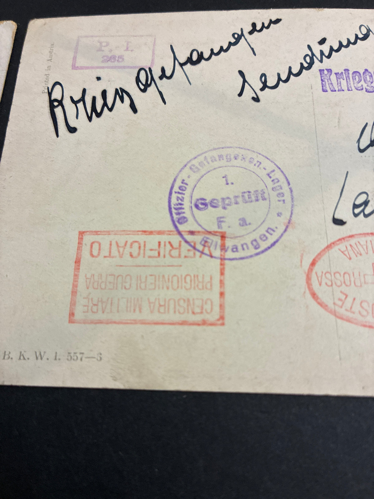 Lotto 6 cartoline Prima Guerra Mondiale prigioniero di guerra Capitano Cesare Torino campo Ellwangen (Germania) 1918