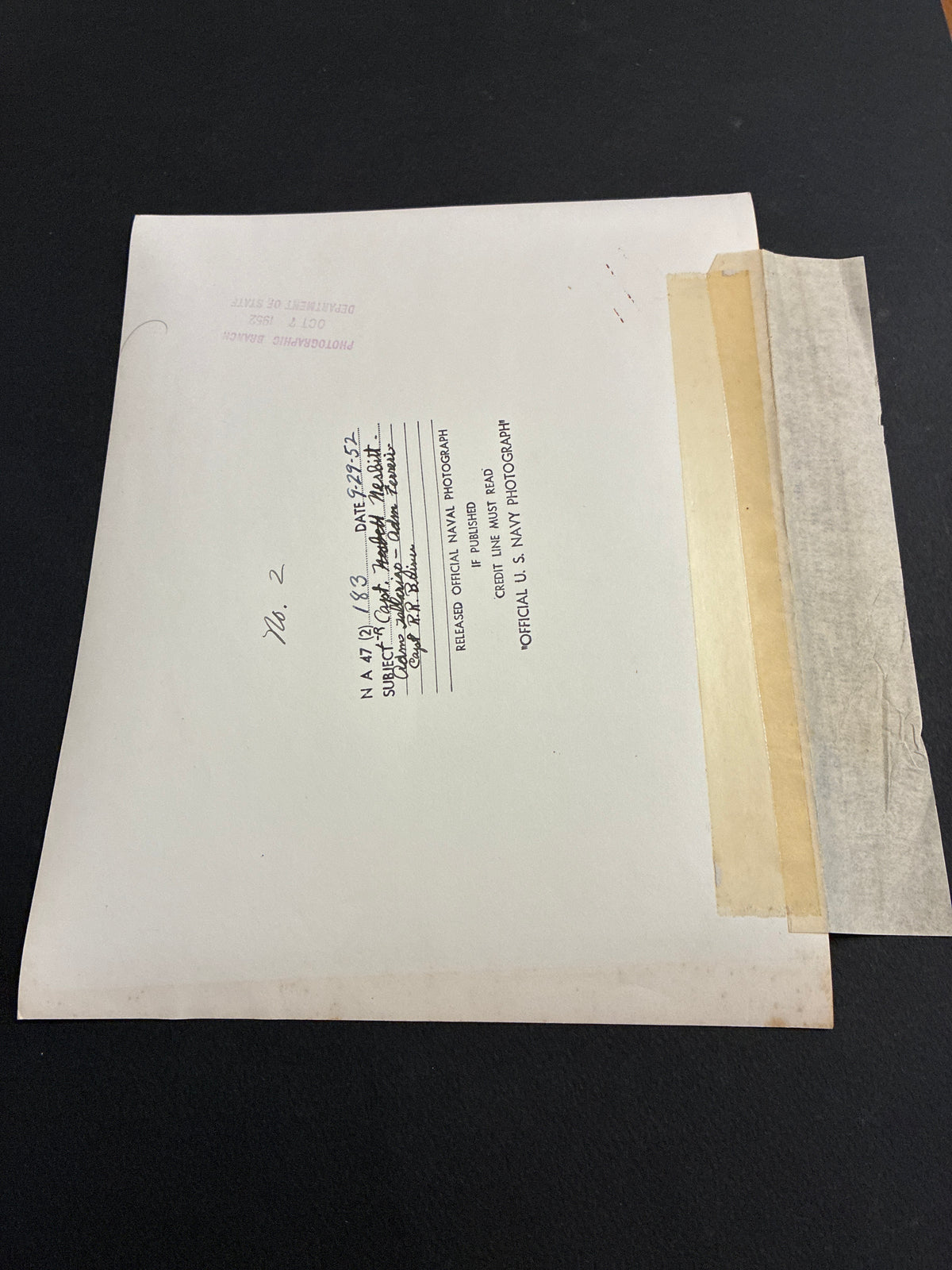Foto d'epoca originale US Navy 1952 Ammiraglio Emilio Ferreri Capo Stato Maggiore Marina Militare Italiana base Texas cm 20x25