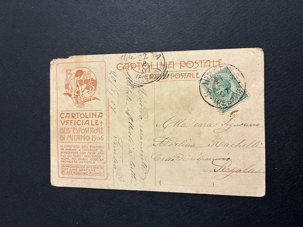 Cartolina Ufficiale Esposizione Milano 1906 N. 24 - Padiglione Aeronautica P. Sala Viaggiata
