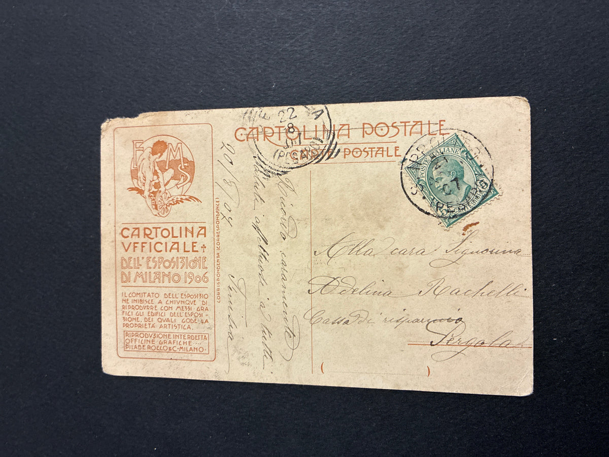 Cartolina Ufficiale Esposizione Milano 1906 N. 24 - Padiglione Aeronautica P. Sala Viaggiata