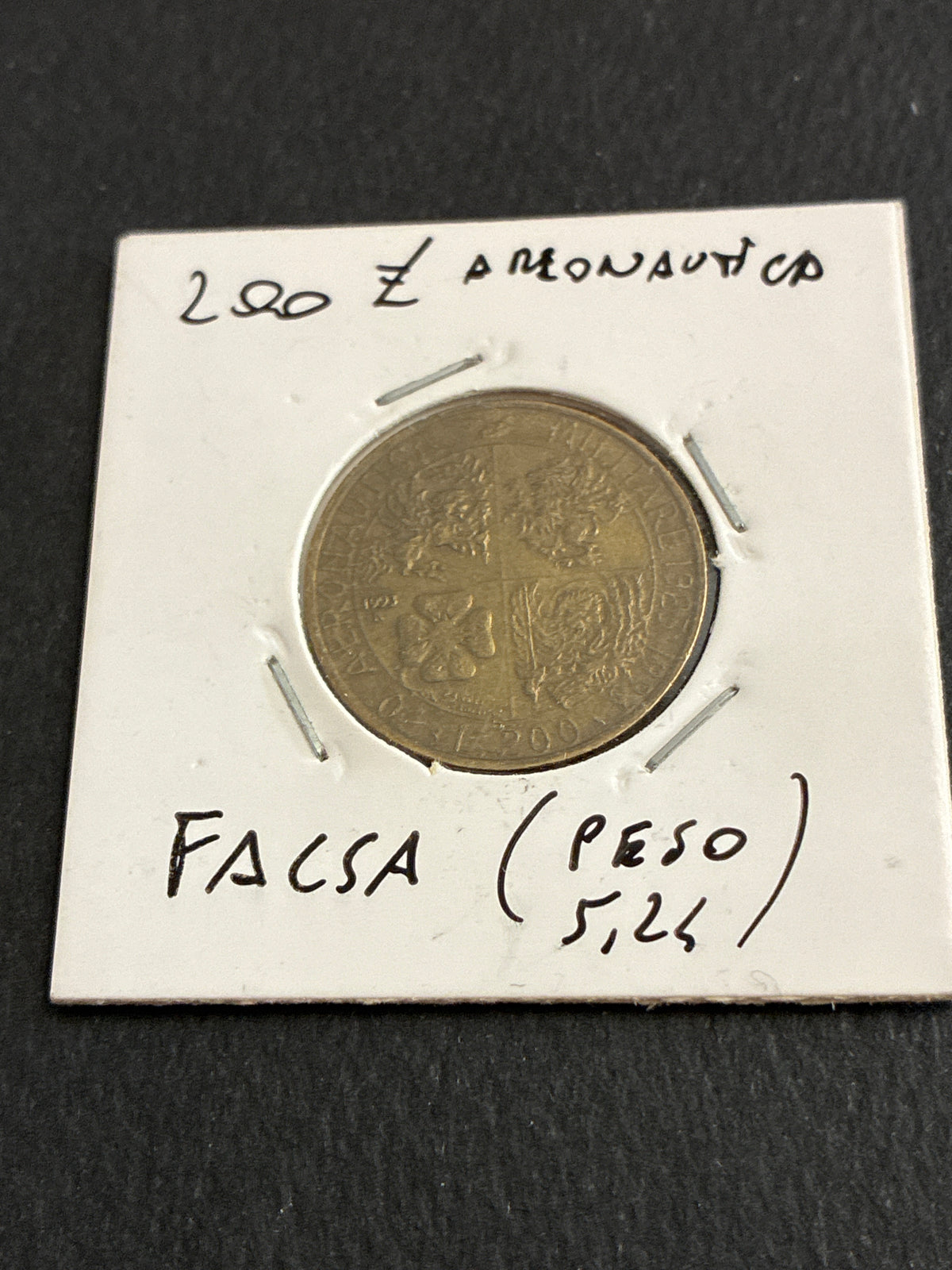200 lire del 1993 Aeronautica Militare falso d'epoca con peso a 5,24 grammi