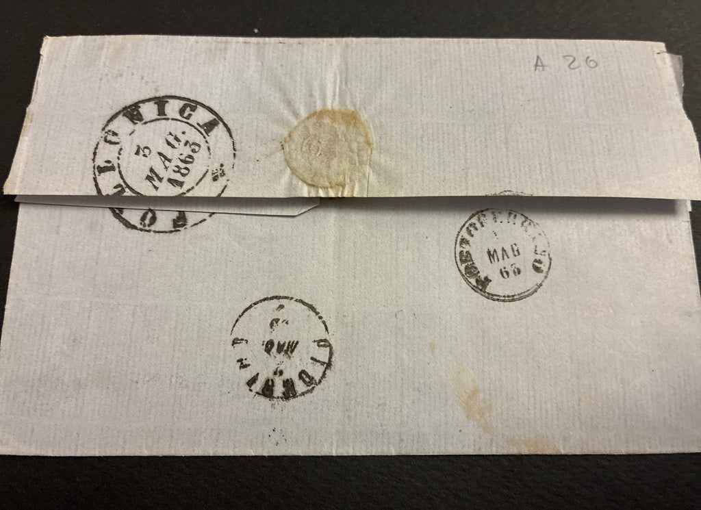 Lettera Rara 1863 da Rio Marina (Isola d'Elba) per l'Ispettore delle Regie Possessioni con 15 Centesimi "Matraire" Primo Tipo in uso precoce dall'Archivio e Collezione dell'Ing. Curzio Batini