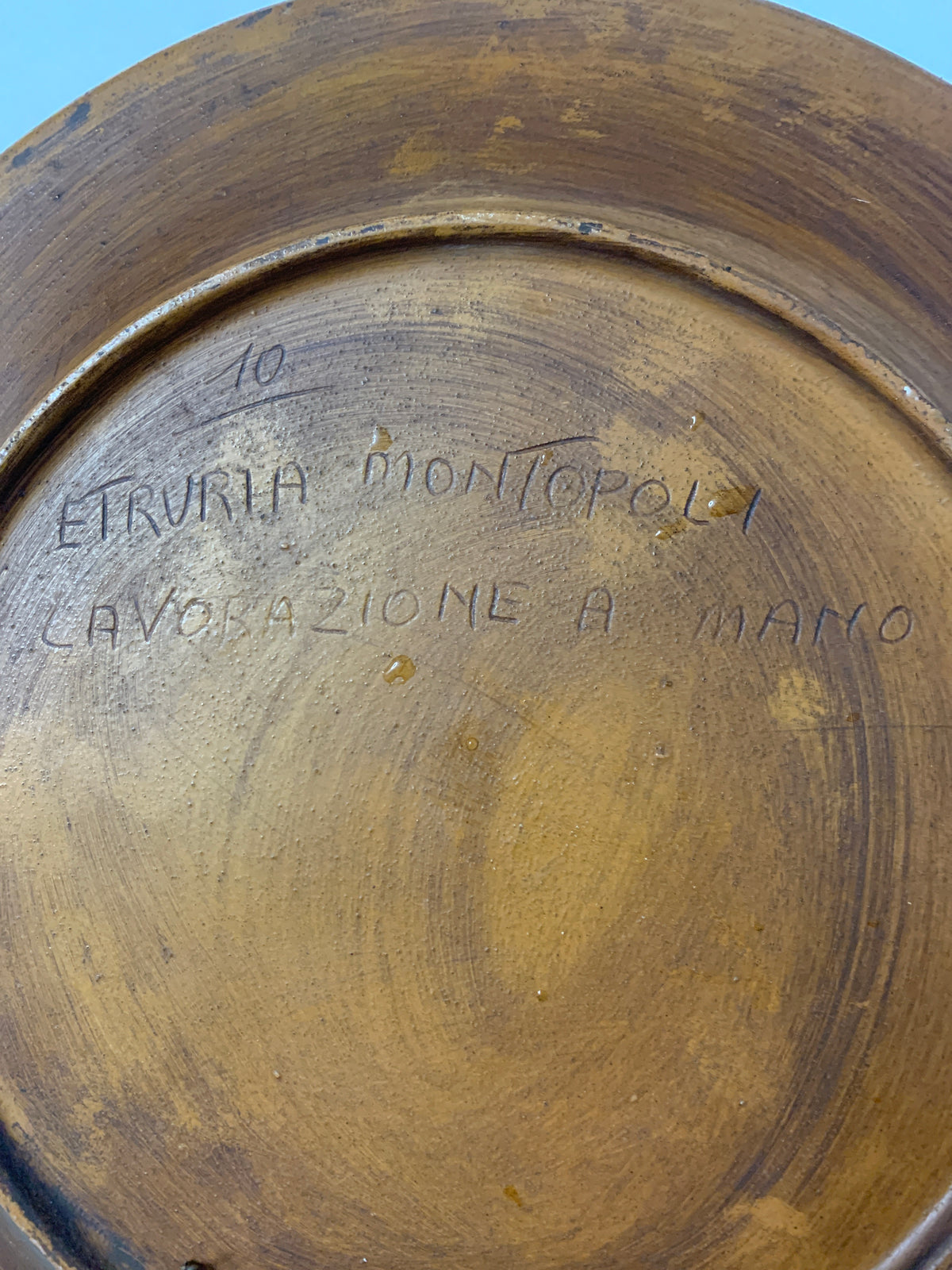 Piatto Ceramica Etruria Montopoli Dante Milani Terracotta Decorata a Mano Vintage