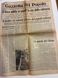 Quotidiano Storico Gazzetta del Popolo 27 Settembre 1938 Fascismo Mussolini Crisi Monaco