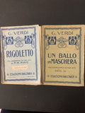 Lotto 2 Libretti d'Opera Rigoletto e Un Ballo in Maschera Giuseppe Verdi Ricordi D'Epoca