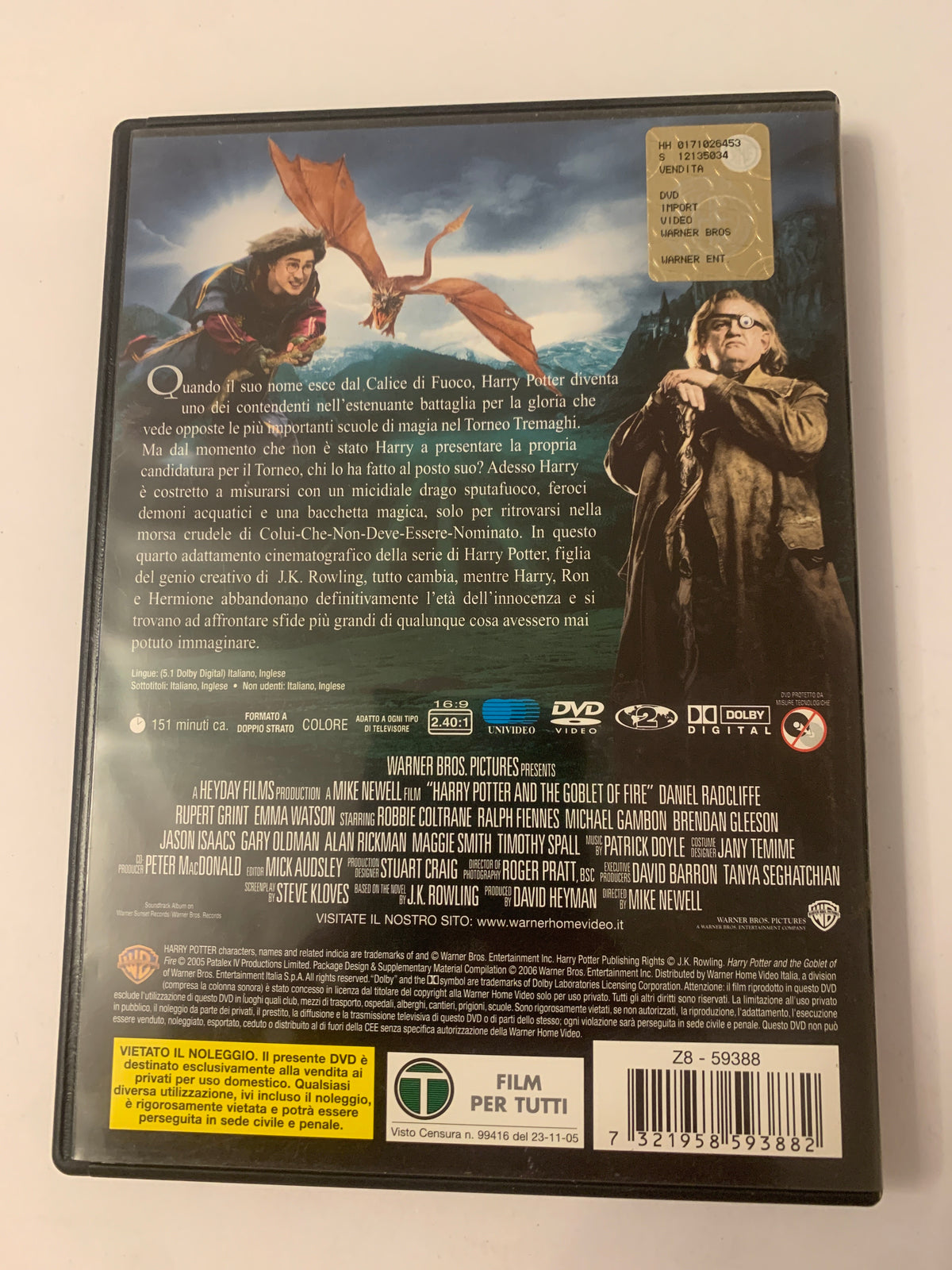 Lotto 4 DVD Harry Potter: La Camera dei Segreti Digipak, Prigioniero di Azkaban, Calice di Fuoco, Ordine della Fenice