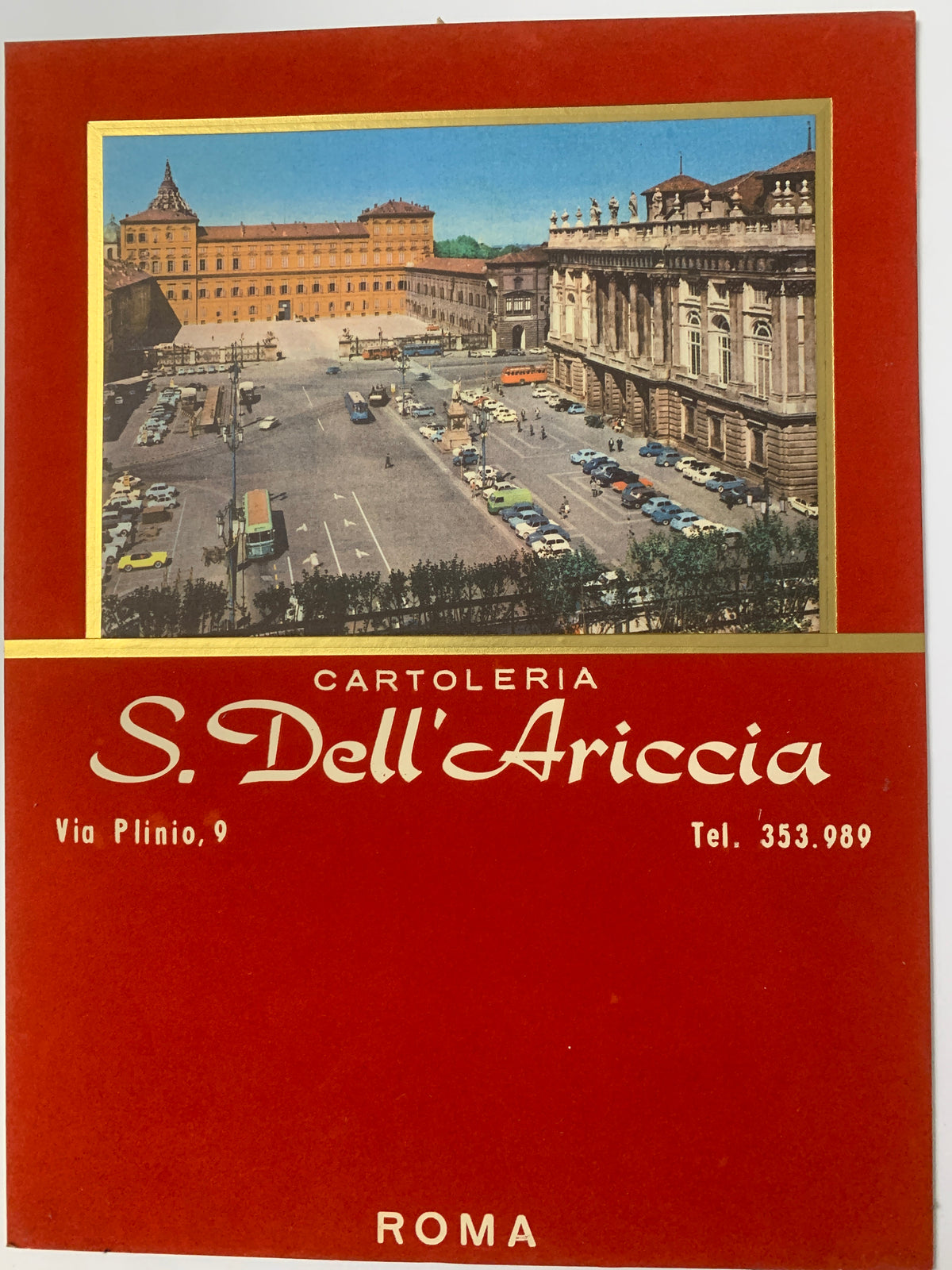 Tabellone pubblicitario per calendario d'epoca - Cartoleria S. Dell'Ariccia (Roma) - Piazza Castello, Torino