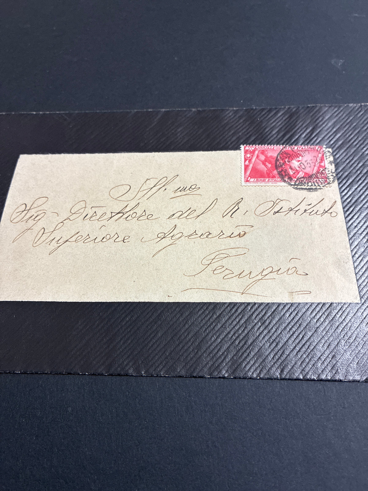 Regno - Lettera di lutto con francobollo commemorativo del 1937