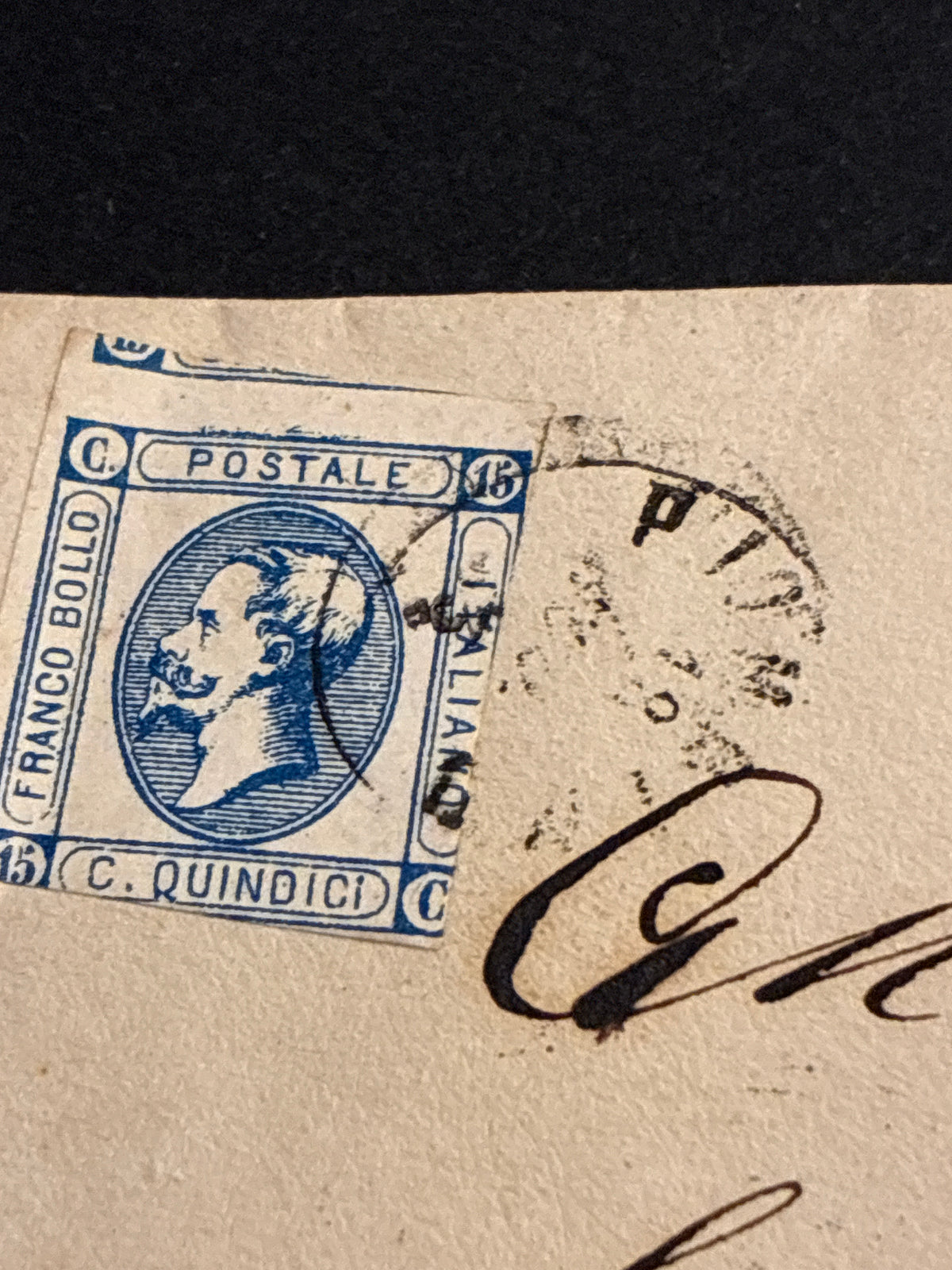 Regno d'Italia 1863 - Lettera da Piombino a Firenze con Transito a Livorno, Francobollo 15c Litografico II Tipo (Sassone 13), Sigla Batini