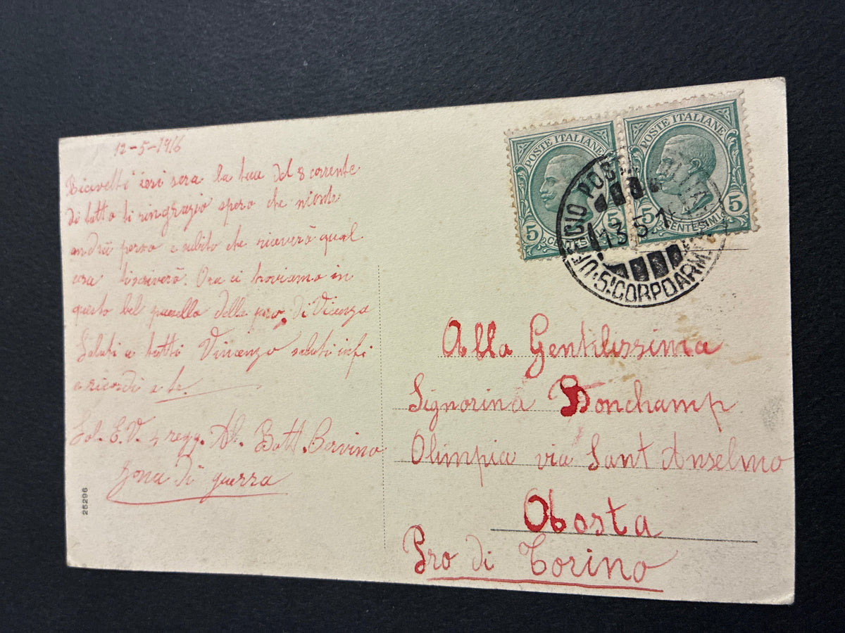 Rara Cartolina WW1 S. Giorgio di Perlena 1916 - 7° Alpini Battaglione Val Berico da Zona di Guerra